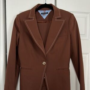 Set ***Tommy Hilfiger Brown Blazer with White Stitching and pants